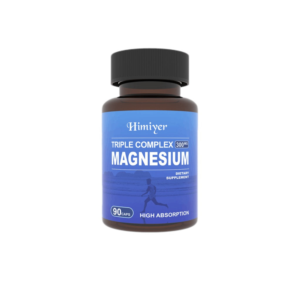 Triple Magnesium Complex 300mg Of Magnesium Glycinate, Malate, & Citrate For Muscles, Nerves, & Energy High Absorption Vegan, Non-GMO 90 Capsules