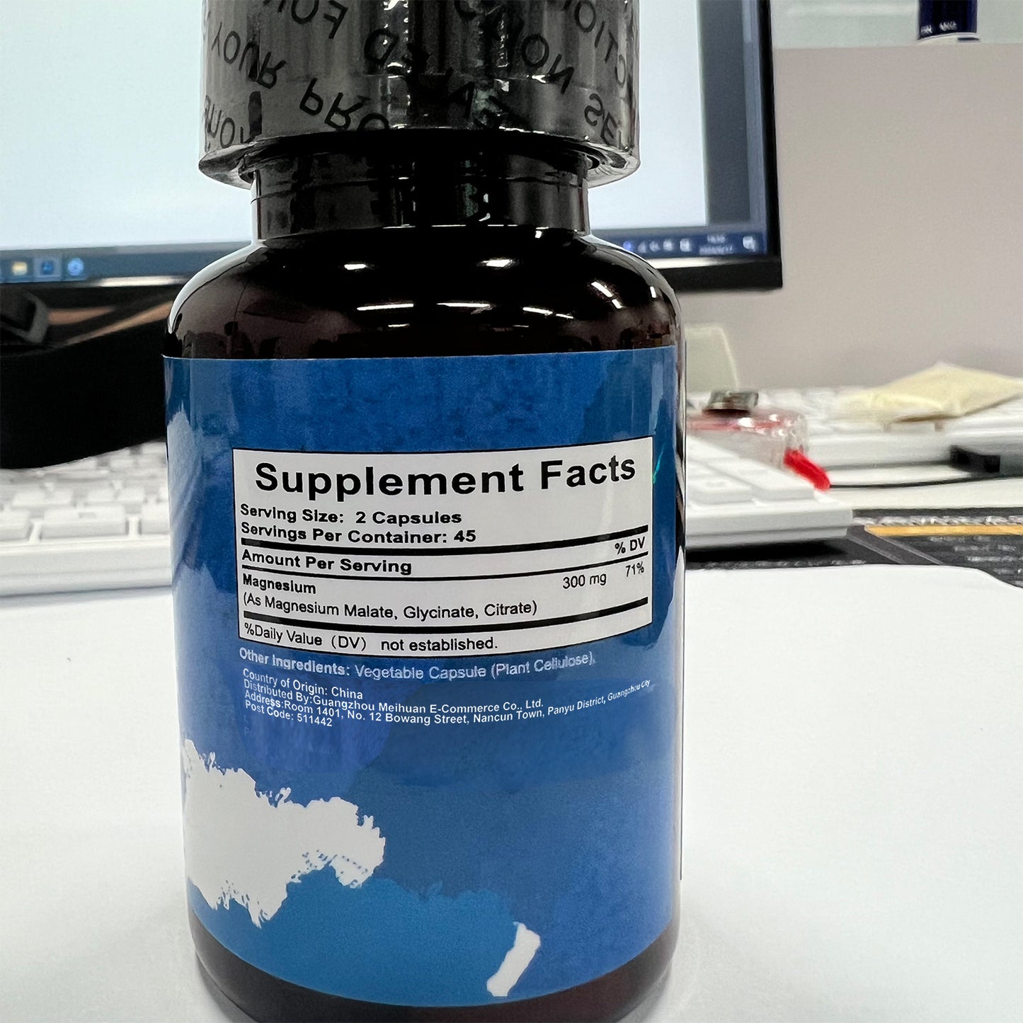 Triple Magnesium Complex 300mg Of Magnesium Glycinate, Malate, & Citrate For Muscles, Nerves, & Energy High Absorption Vegan, Non-GMO 90 Capsules