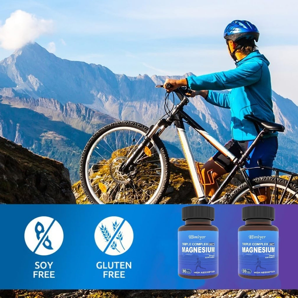 Triple Magnesium Complex 300mg Of Magnesium Glycinate, Malate, & Citrate For Muscles, Nerves, & Energy High Absorption Vegan, Non-GMO 90 Capsules