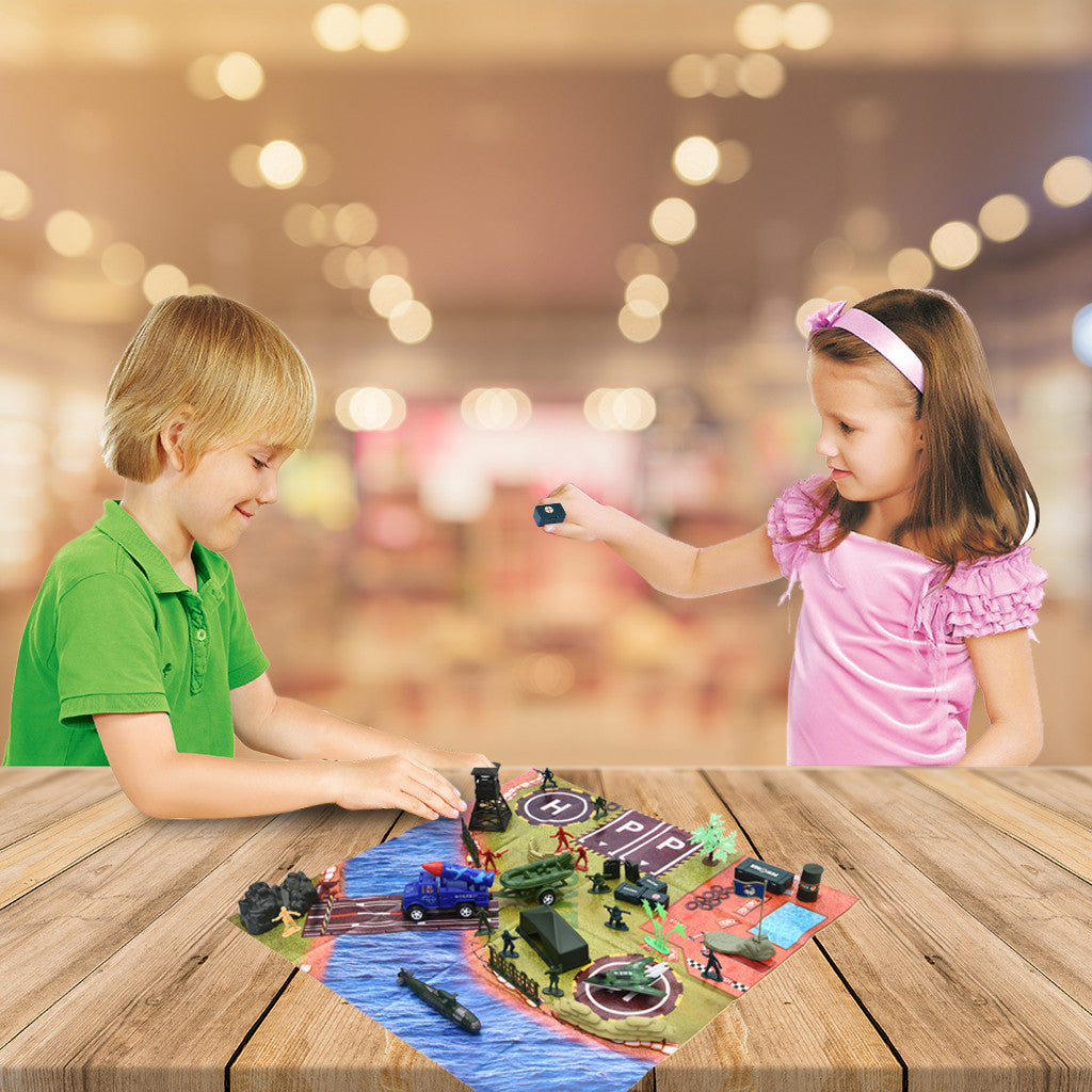 Military Playset Includes Game Pad And Battlefield Tools With Storage Containe