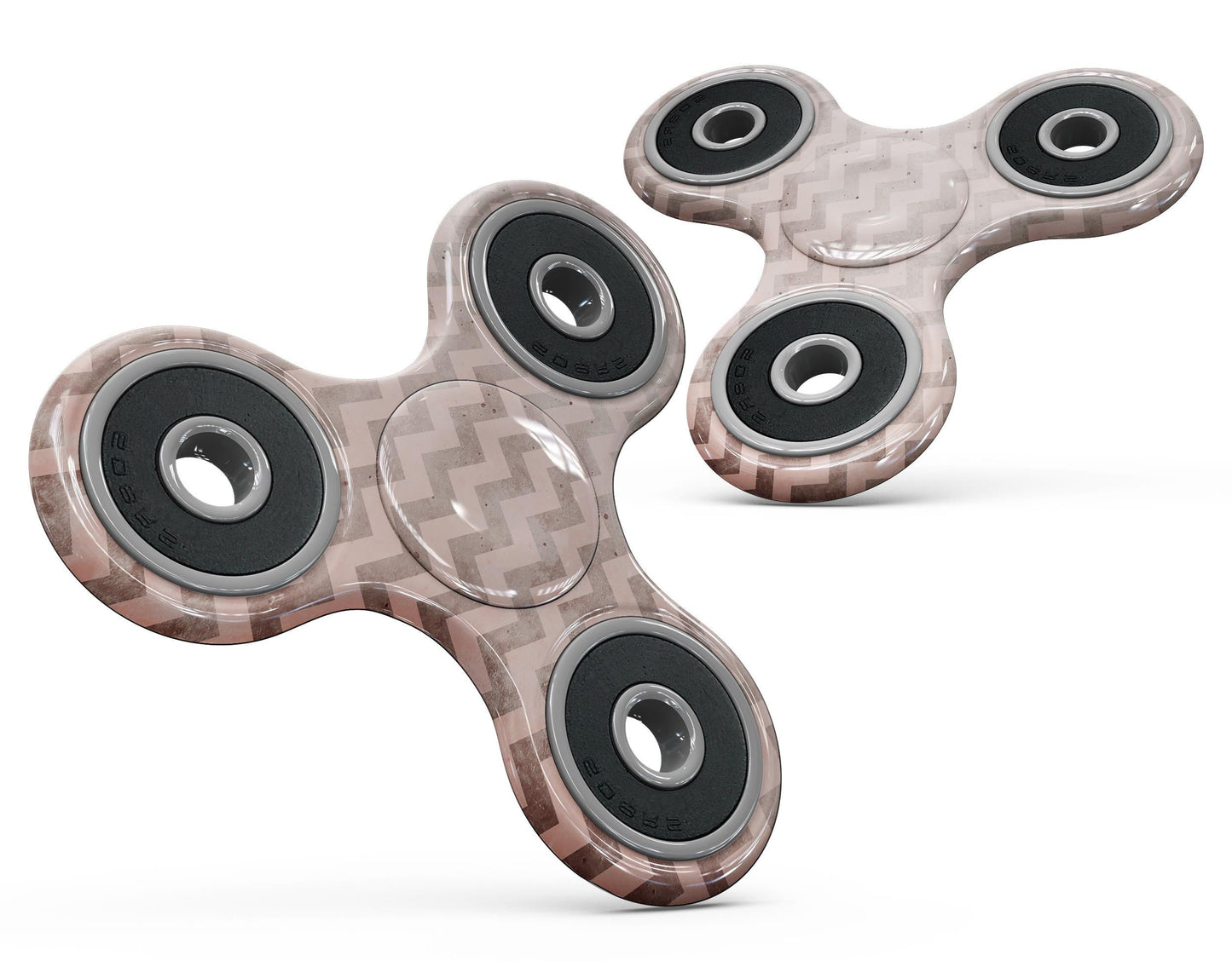 Faded Cocoa and Light Pink Chevron Pattern Full-Body Fidget Spinner