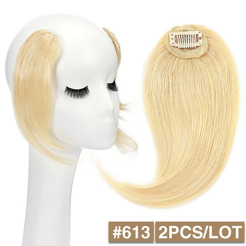 S-noilite 2pcs Natural Hair Bangs Fringe Human Hair Left Right Hair