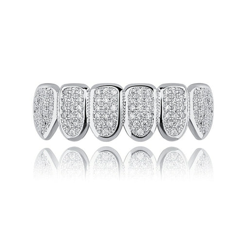 JINAO Gold Silver-Plated Hip Hop Teeth Grill All Iced Out CZ Stone