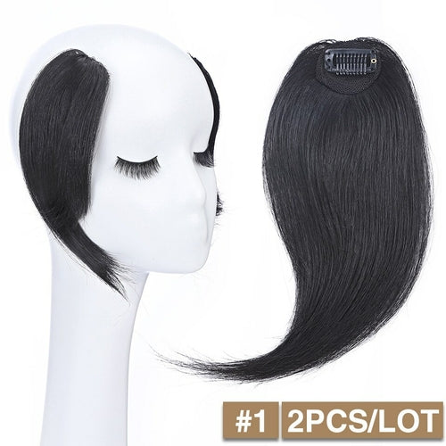 S-noilite 2pcs Natural Hair Bangs Fringe Human Hair Left Right Hair