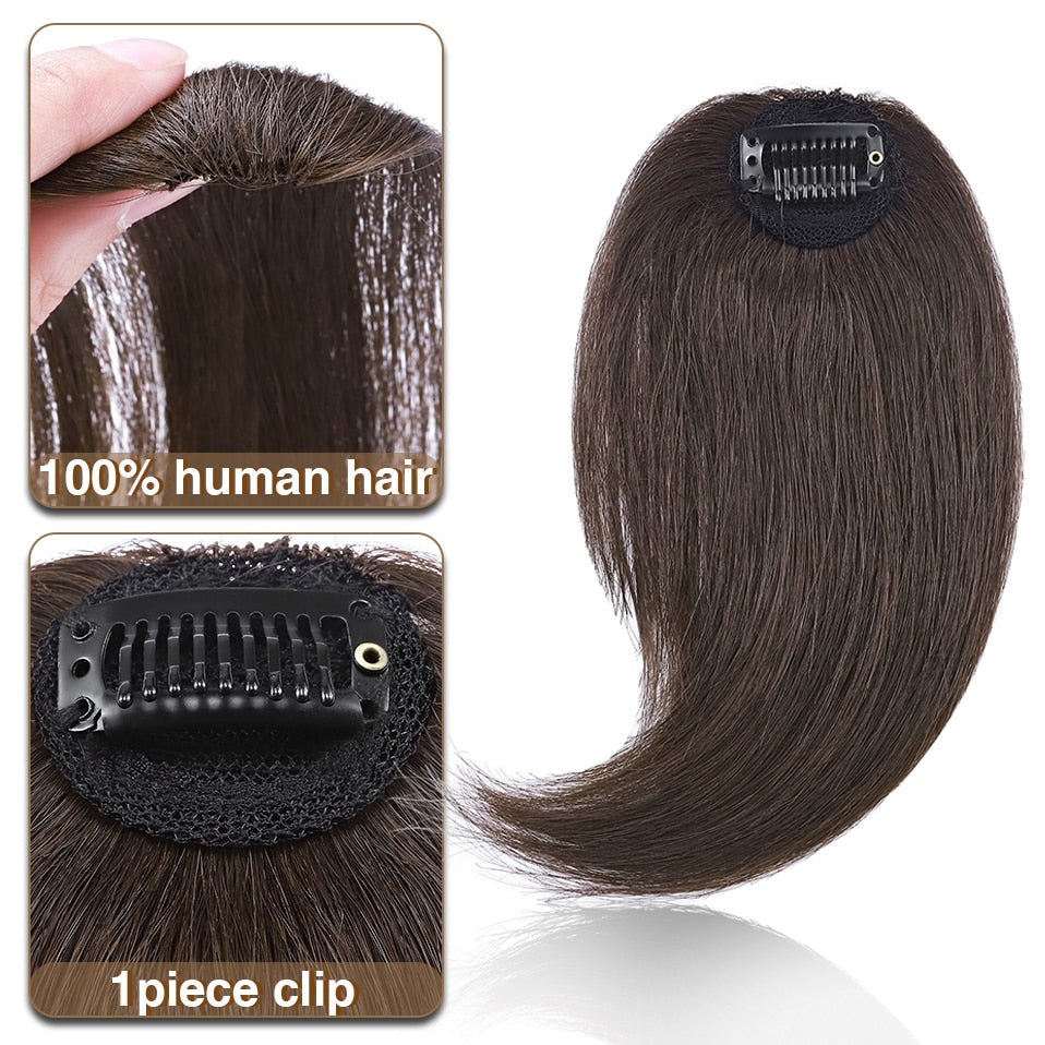 S-noilite 2pcs Natural Hair Bangs Fringe Human Hair Left Right Hair