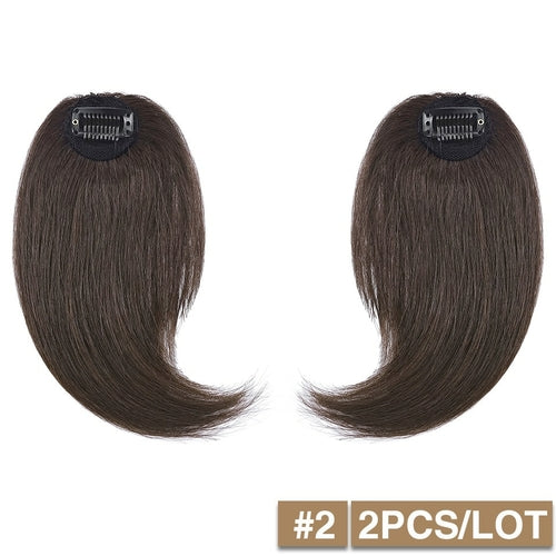 S-noilite 2pcs Natural Hair Bangs Fringe Human Hair Left Right Hair