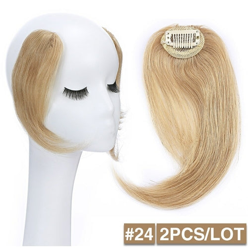 S-noilite 2pcs Natural Hair Bangs Fringe Human Hair Left Right Hair
