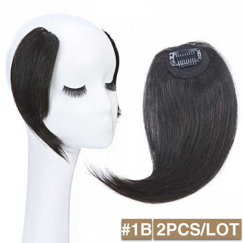S-noilite 2pcs Natural Hair Bangs Fringe Human Hair Left Right Hair
