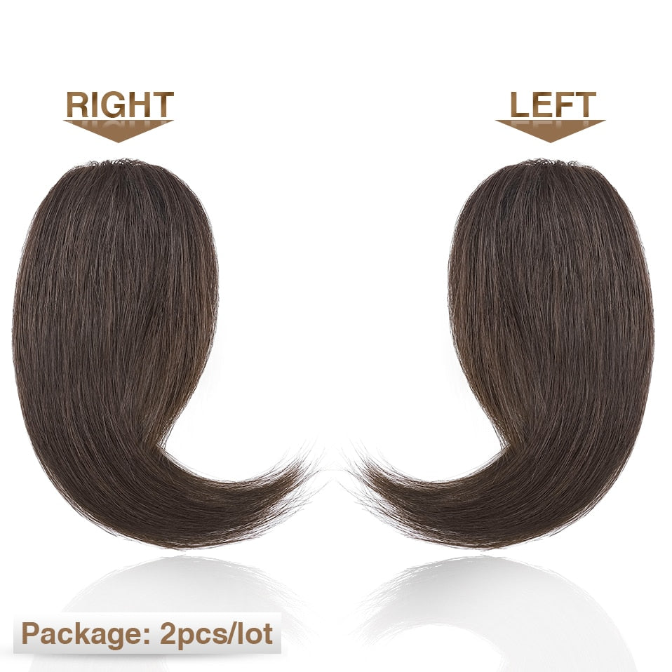 S-noilite 2pcs Natural Hair Bangs Fringe Human Hair Left Right Hair