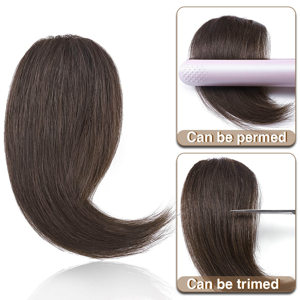 S-noilite 2pcs Natural Hair Bangs Fringe Human Hair Left Right Hair