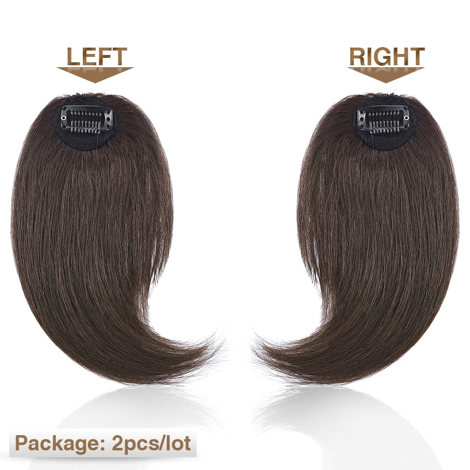 S-noilite 2pcs Natural Hair Bangs Fringe Human Hair Left Right Hair