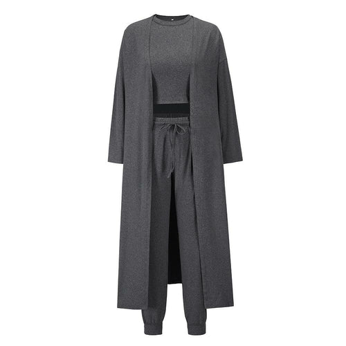 Women's 3 Piece Outfit Sweatsuit Open Front Cardigan Crop Tank Tops