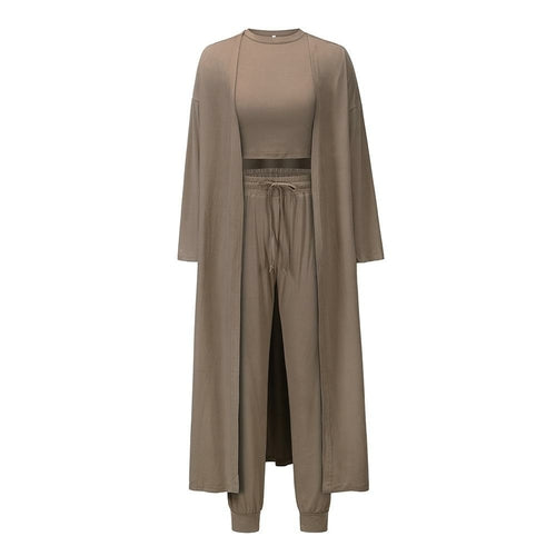 Women's 3 Piece Outfit Sweatsuit Open Front Cardigan Crop Tank Tops