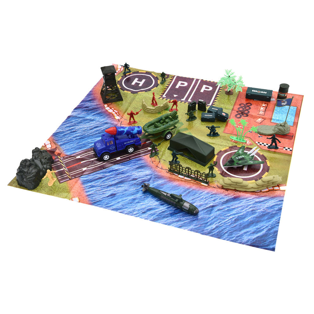 Military Playset Includes Game Pad And Battlefield Tools With Storage Containe