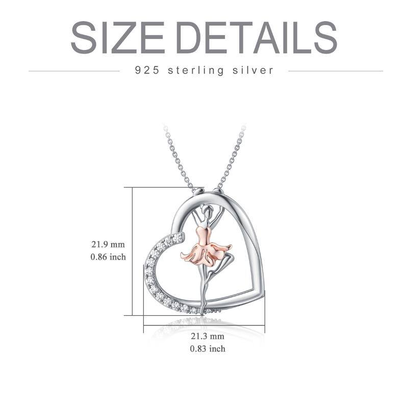 Heart Ballet Dance Necklace for Women Sterling Silver Dancing Ballerina Pendant Dancer Silhouette Jewelry