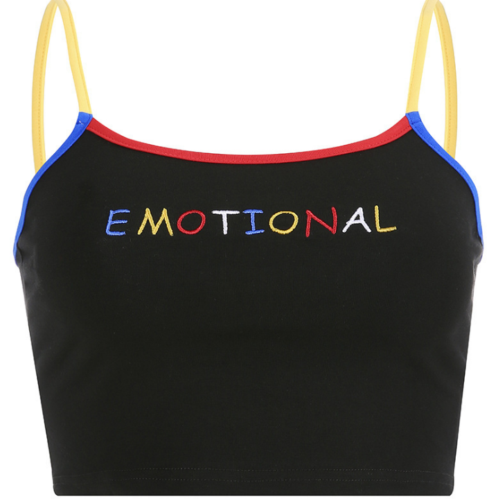 2021 spring foreign trade explosion models Europe and the United States wind street shoot women's new sexy letter embroidery strap vest women's shirt