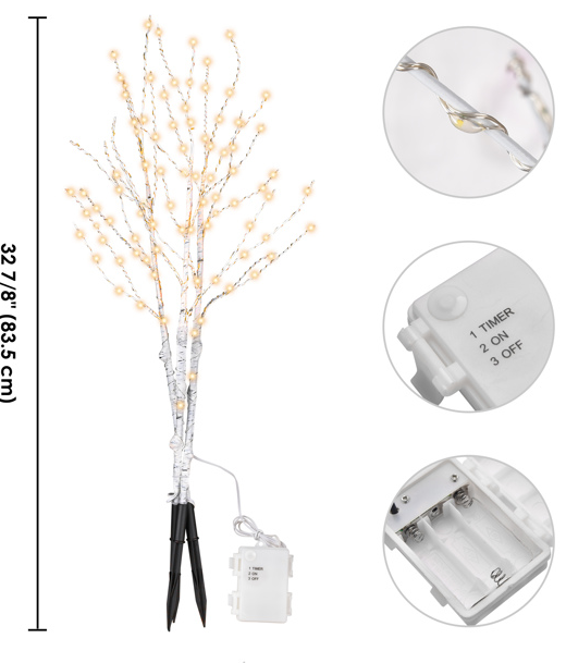 Lighted Brown Twig Branches Plug In With Dimmer And Timer 3pcs Fairy Lights, Lighted Willow Branches For Indoor Outdoor Christmas Room Wedding Decoration