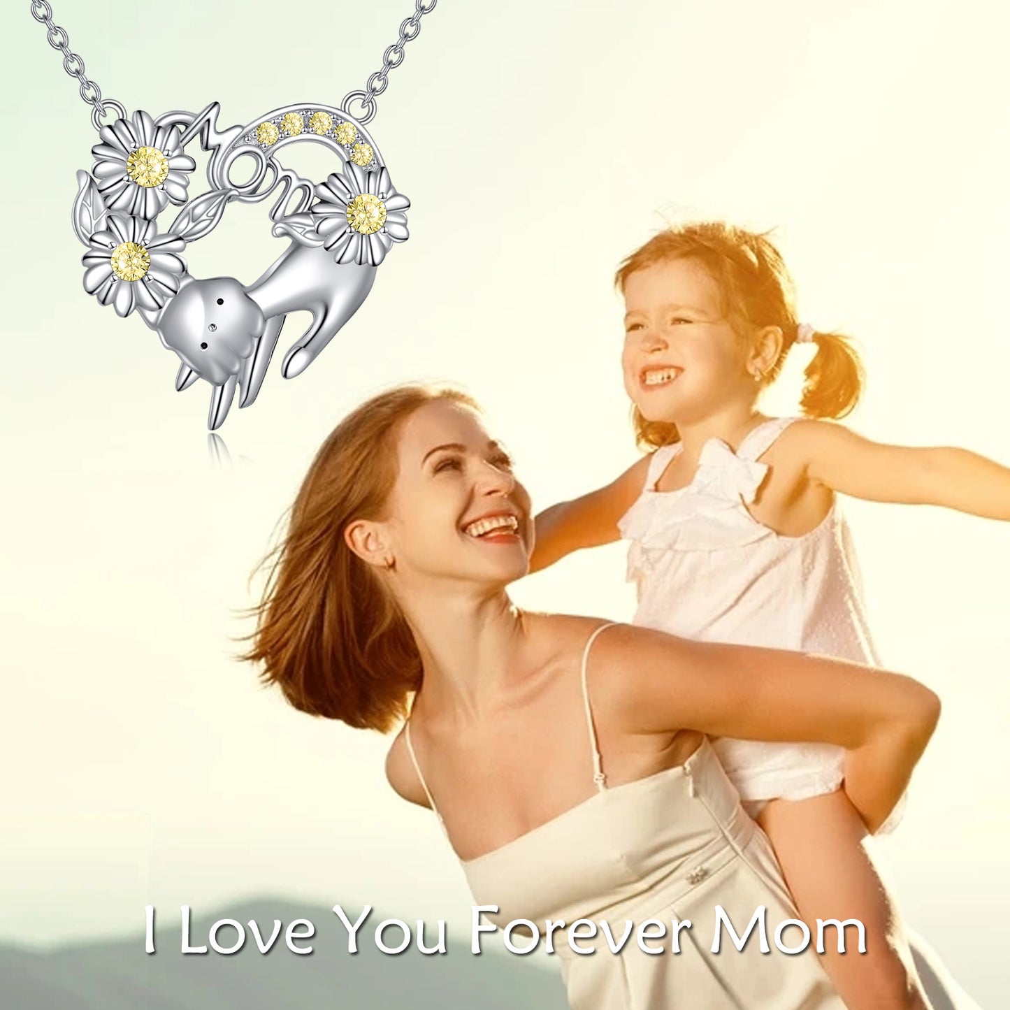 Mum Necklace Sterling Silver Heart Pendant Jewelry for Women