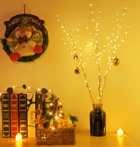 Lighted Brown Twig Branches Plug In With Dimmer And Timer 3pcs Fairy Lights, Lighted Willow Branches For Indoor Outdoor Christmas Room Wedding Decoration