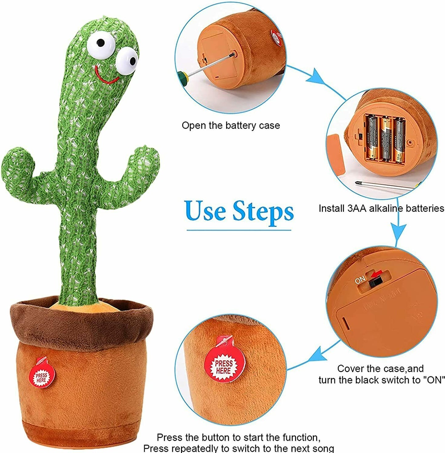 Dancing Cactus Repeat Talking Toy Song Speaker Wriggle Dancing Sing Toy Talk Plushie Stuffed Toys For Baby Adult Toys