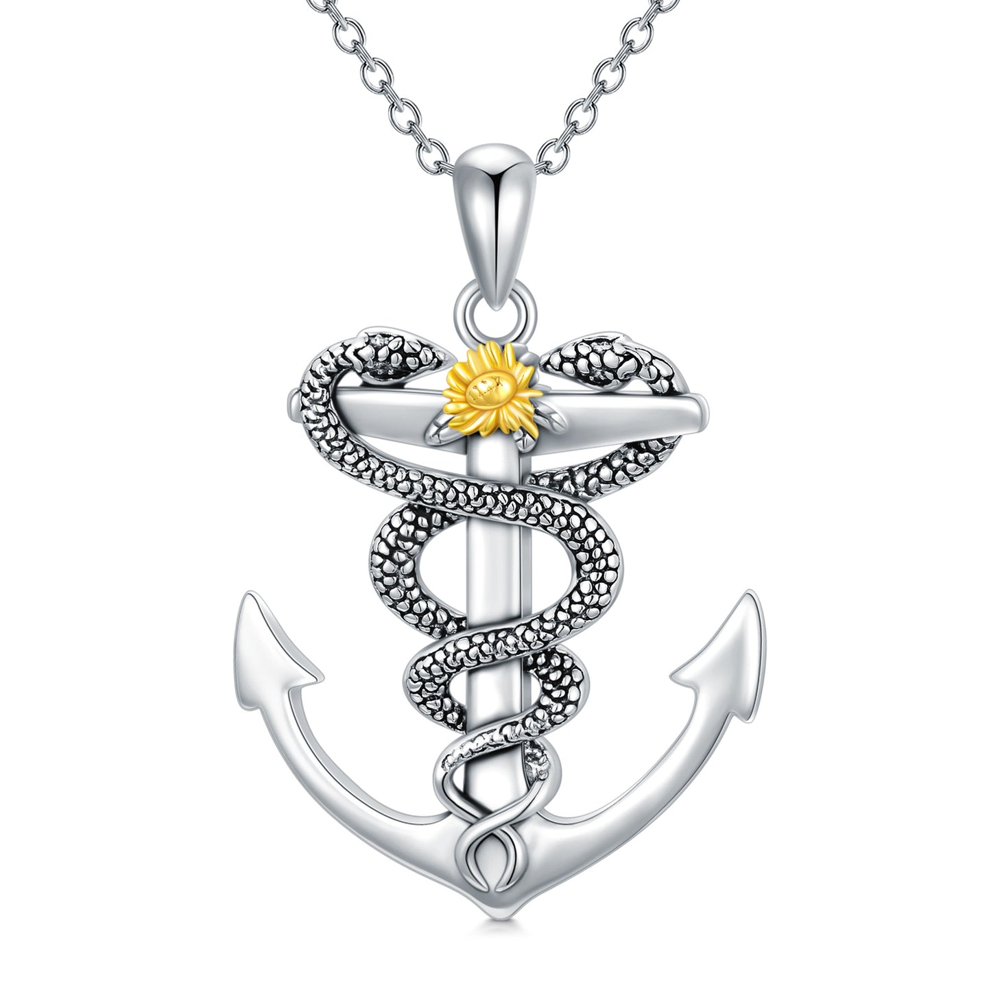 Anchor Necklace S925 Sterling Silver Snake Necklaces Nautical Sailor Pendant Jewelry Gifts for Women Men