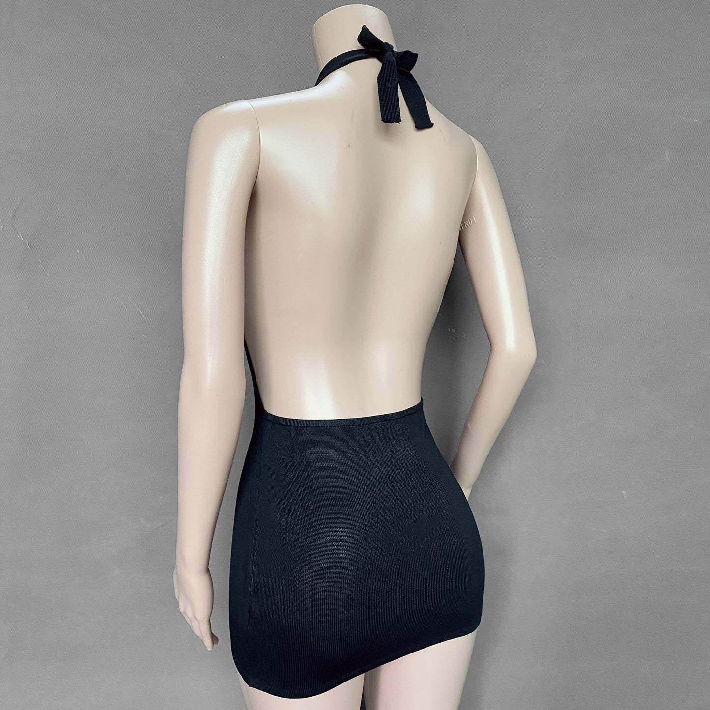 Cryptographic Halter Sexy Backless Mini Dresses Bodycon Skinny