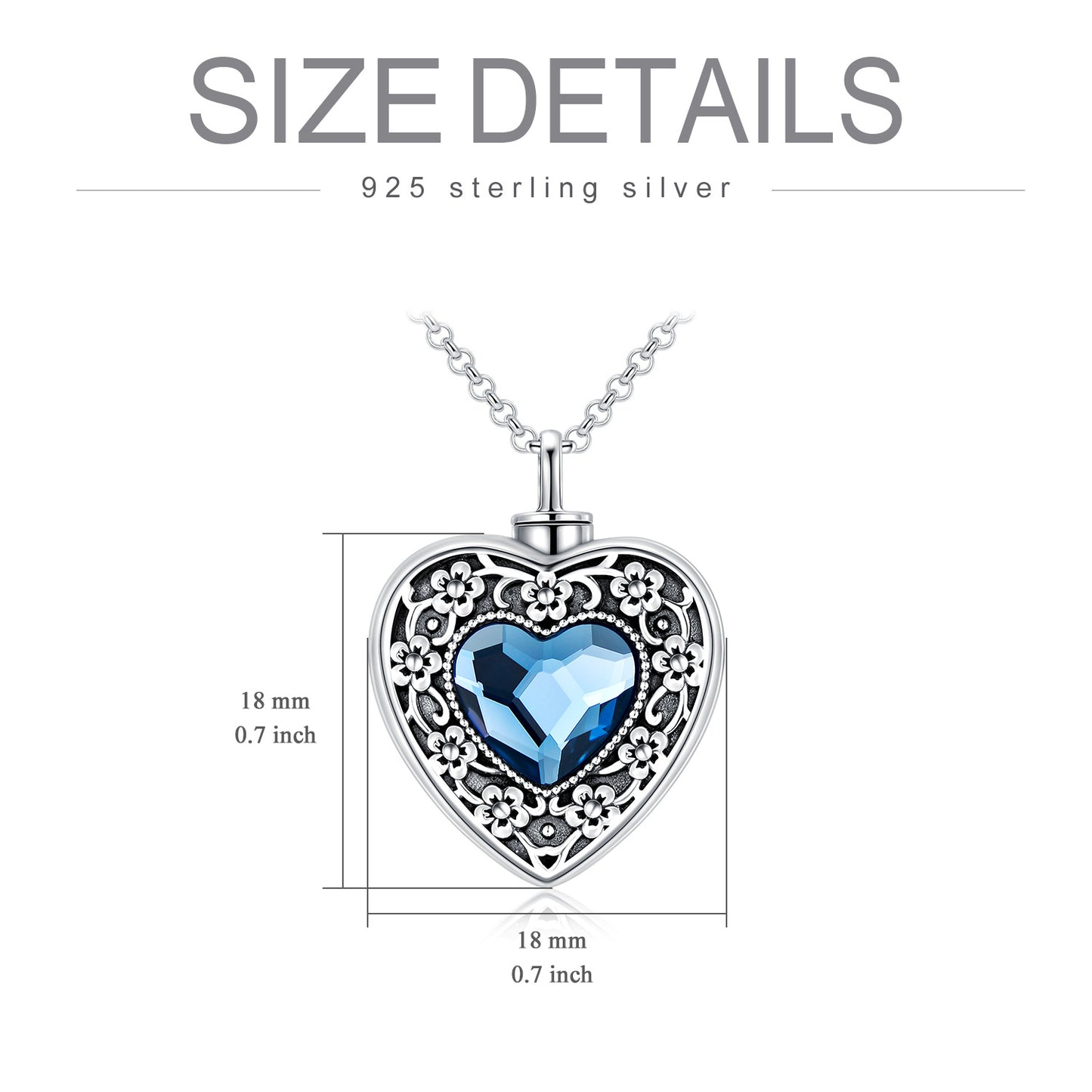 Sterling Silver Flower Urn Memorial Keepsake Cremation Always in My Heart Necklace for Ashes
