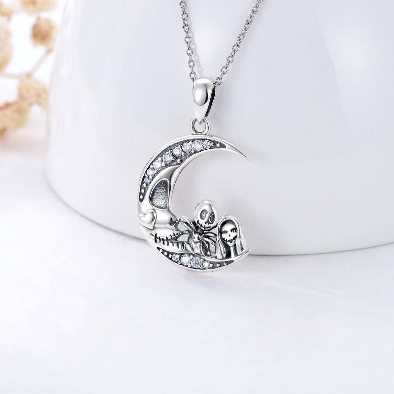 Sterling Silver Nightmare Before Christmas Necklace Jack Skellington Infinity Heart Pendant Necklace Skull Jewelry