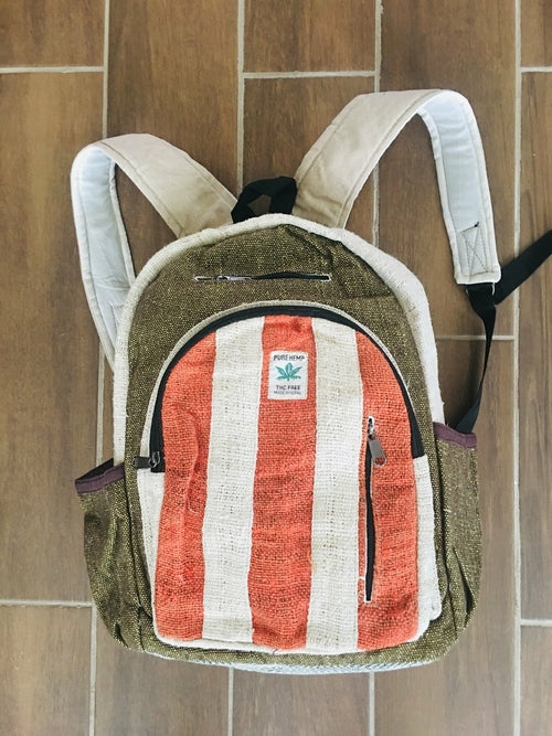 Hemp Back Pack All Natural Handmade Multi Pocket Laptop Backpack -