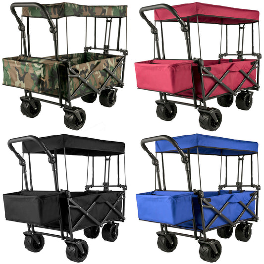 VEVOR 7In Wheel Folding Wagon Cart 220.5 Capacity W/ Adjustable Handle