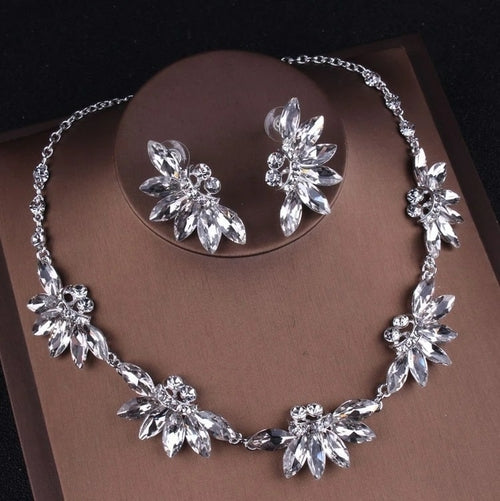 Noble Purple Crystal Bridal Jewelry Sets Necklaces Earrings Crown