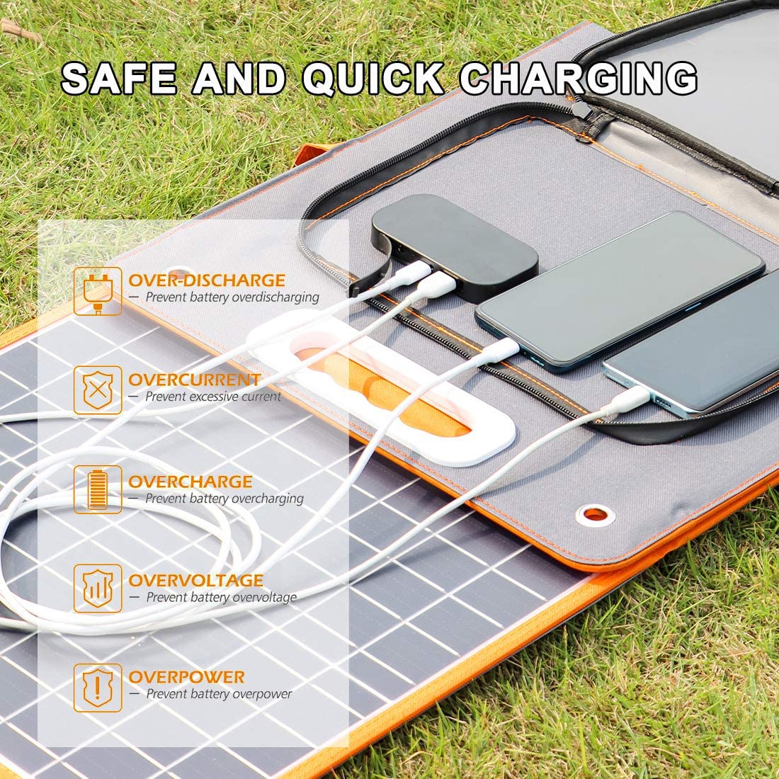 FF Flashfish 18V 100W Foldable Solar Panel Portable Solar Charger DC