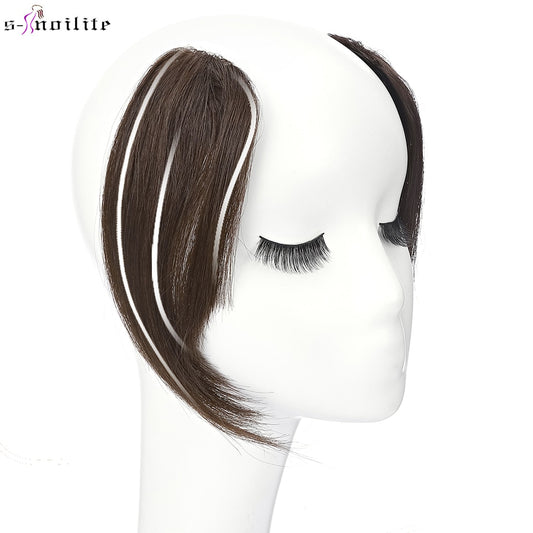 S-noilite 2pcs Natural Hair Bangs Fringe Human Hair Left Right Hair