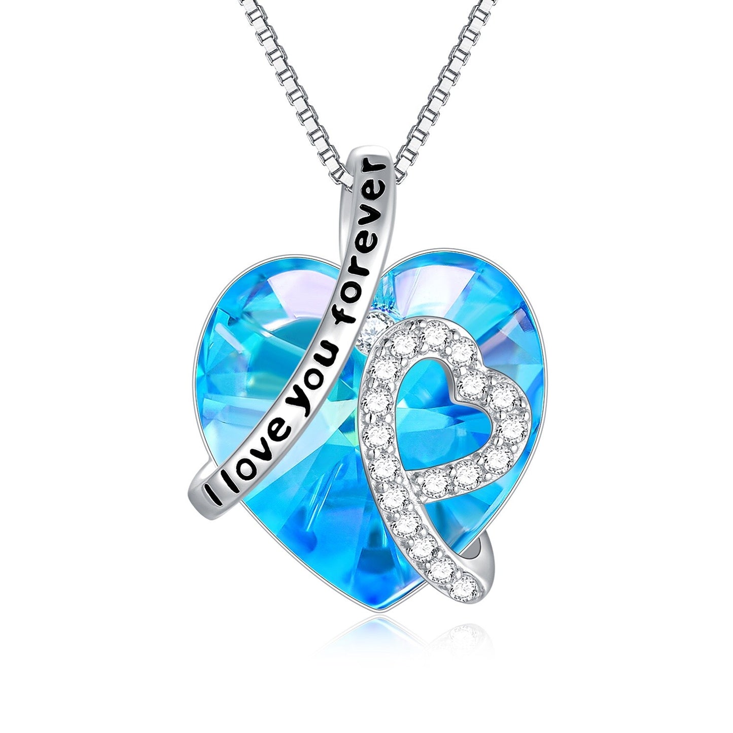 Sterling Silver I Love You Forever Heart Necklace Birthday Wedding Anniversary Jewelry Gifts for Her Women Wife Mom Girlfriend
