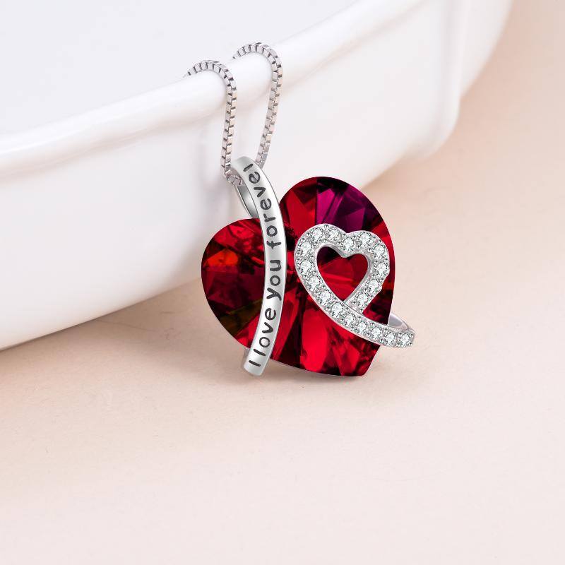 Sterling Silver I Love You Forever Heart Necklace Birthday Wedding Anniversary Jewelry Gifts for Her Women Wife Mom Girlfriend