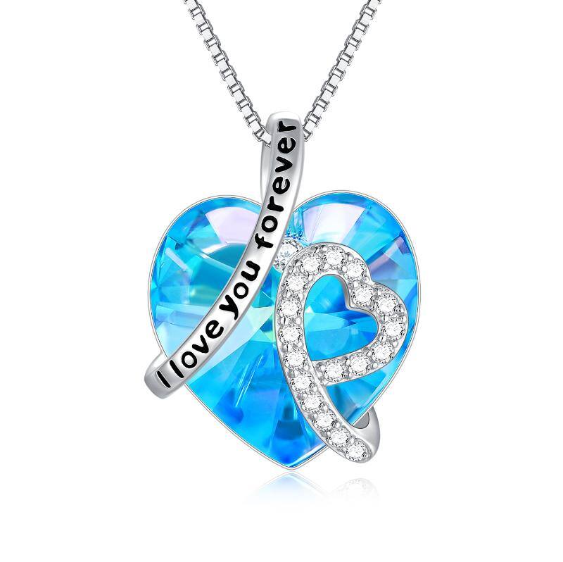 Sterling Silver I Love You Forever Heart Necklace Birthday Wedding Anniversary Jewelry Gifts for Her Women Wife Mom Girlfriend