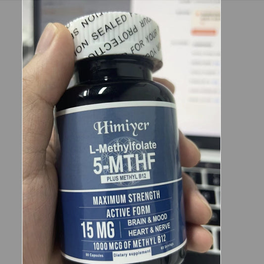 L Methyl Folate 15mg Plus Methyl B12 Cofactor - Professional Strength, Active 5-MTHF Form  Supports Mood, Methylation, Cognition  Bioactive Forms Of Vitamin B9  B12 60 Capsules