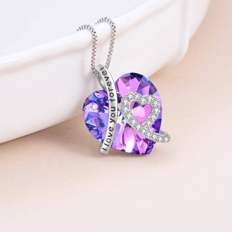 Sterling Silver I Love You Forever Heart Necklace Birthday Wedding Anniversary Jewelry Gifts for Her Women Wife Mom Girlfriend