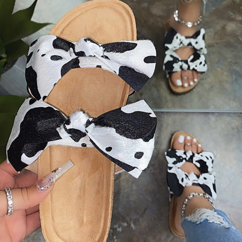 Fashion Simple Bowknot Flat Bottom Women's Shoes Slippers