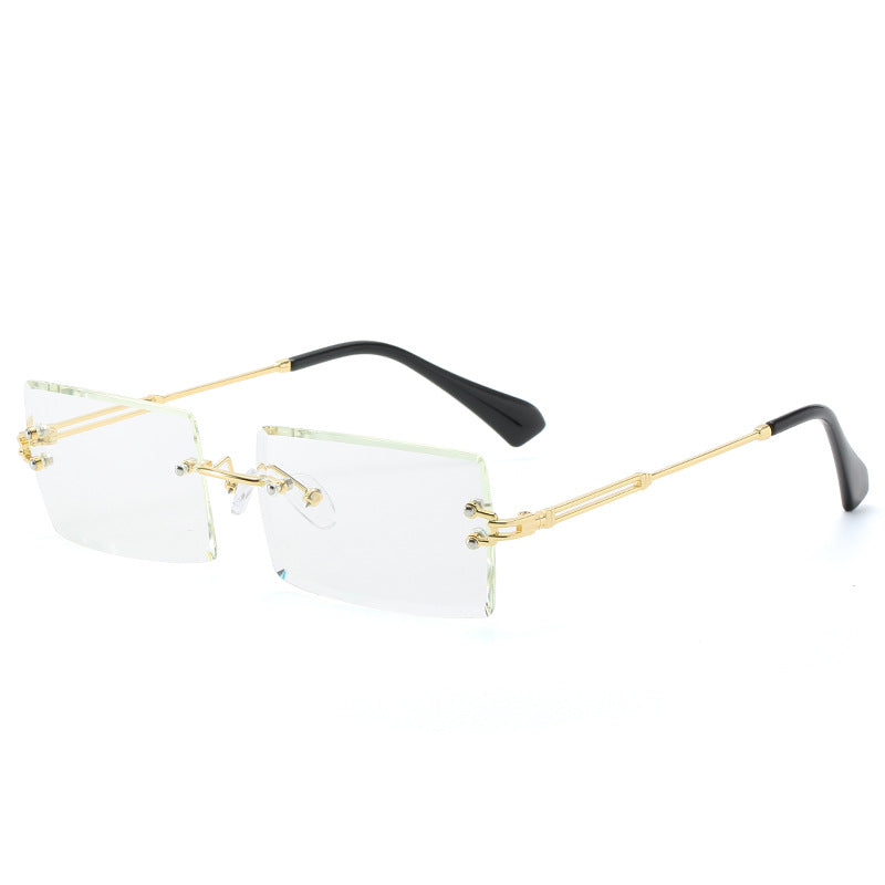 Rimless Rectangle Sunglasses Square Fashion Hip-hop Sunglasses Tide Ins Retro Street Beat Cut Edge Sunglasses