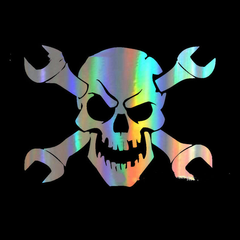 Car 3D Skull Mechanical Wrench Bumper Stickers