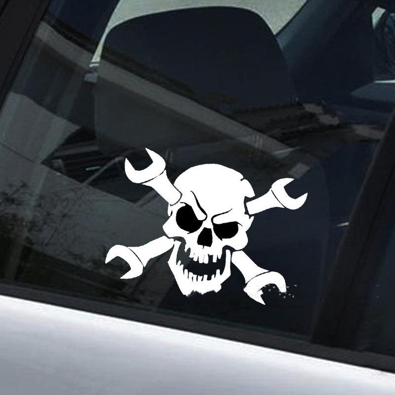 Car 3D Skull Mechanical Wrench Bumper Stickers