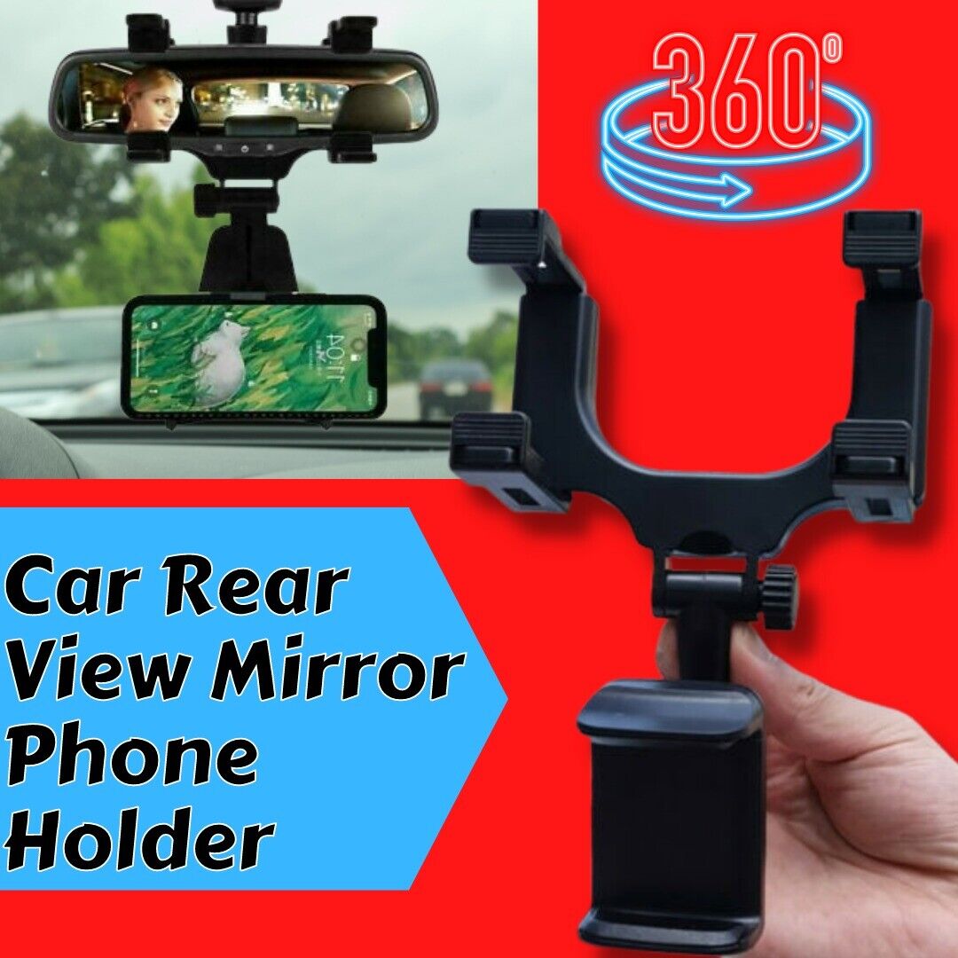 Universal 360 Rotation Car Rear View Mirror Mount Stand GPS Cell Phone Holder