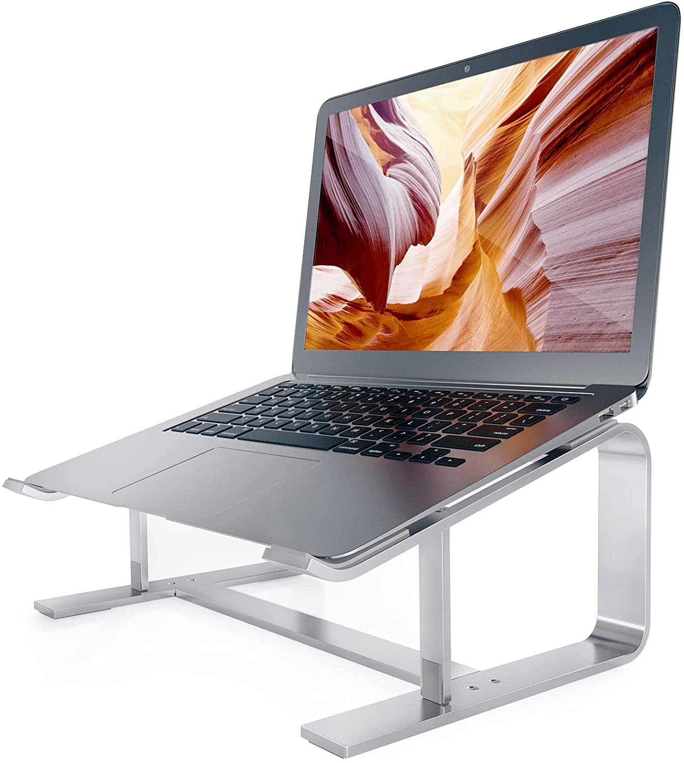 Laptop Stand, Computer Stand for Laptop, Aluminium Laptop Riser, Ergonomic Laptop Holder Compatible with MacBook Air Pro, Dell XPS, More 10-17 Inch Laptops Work from Home-Sliver Amazon Banned