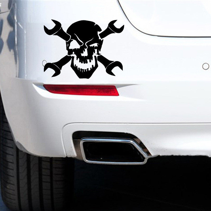 Car 3D Skull Mechanical Wrench Bumper Stickers
