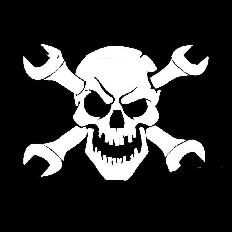Car 3D Skull Mechanical Wrench Bumper Stickers